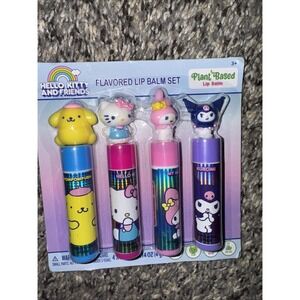 NEW, HELLO KITTY & FRIENDS FLAVORED LIP BALM SET, BLUEBERRY STRAWBERRY GRAPE
